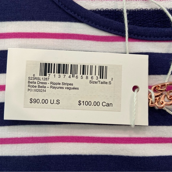 Hatley Bella mini dress nautical coastal stripes blue white pink sleeveless Smal - Picture 3 of 13